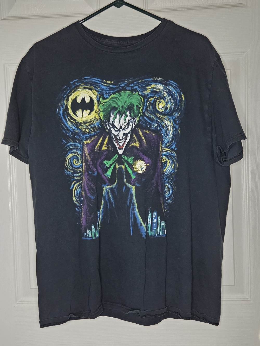 DC Comics Black Joker Graphic Tee with Green and Yellow Accents